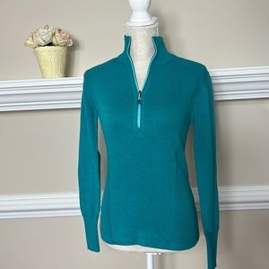 Eddie Bauer Half Zip Pullover Womens Small teal cool mint NWT